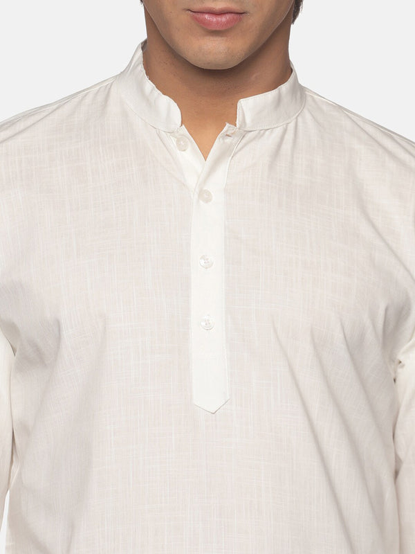 Sethukrishna Men Cream-Coloured Striped Pure Cotton Kurta with Pyjamas - Distacart