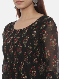 Thumbnail for Souchii Women Black Printed Fit and Flare Dress - Distacart