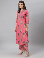 Thumbnail for Khushal K Women Pink Printed Kurta with Palazzos - Distacart