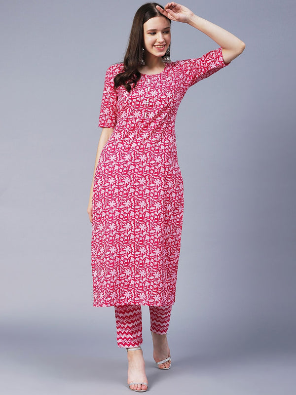 Kalini Floral Printed Kurta with Trousers - Distacart