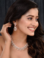 Thumbnail for Saraf RS Jewellery Rose Gold-Plated & Sea Green American Diamond Studded Jewellery Set - Distacart