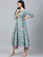 Thumbnail for Khushal K Women Floral Printed Gotta Patti Pure Cotton Kurta with Palazzos & Dupatta - Distacart