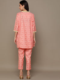 Thumbnail for HERE&NOW Orange Floral Printed A-Line Kurta Set - Distacart