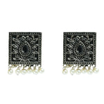 Thumbnail for Mominos Fashion Johar Kamal Statement Silver-Plated Brass Finish Kundan/Pearls Choker For Women (Black) - Distacart