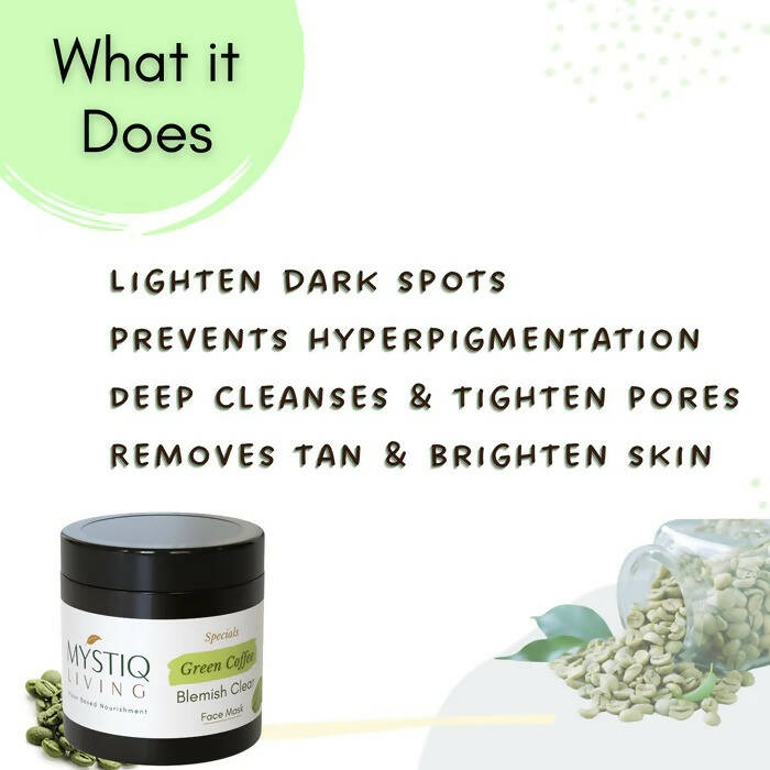 Mystiq Living Specials Green Coffee Blemish Clear Face Mask - Distacart