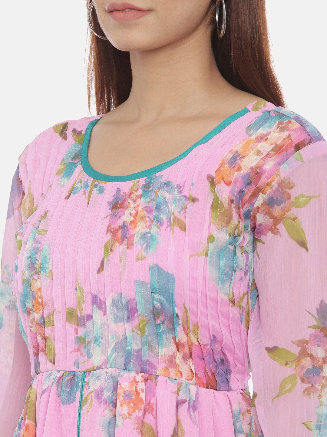 Souchii Pink Printed Fit and Flare Dress - Distacart