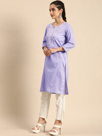 Thumbnail for Sangria Women Lavender Yoke Design Kurta - Distacart