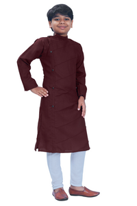Thumbnail for DEIANA'S Casual Designer Kurta Pyjama Set For Boys And kids (Dark Brown) - Distacart