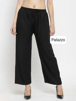 Thumbnail for PAVONINE Black Color Straight Fit Rayon Fabric Palazzo For Women - Distacart