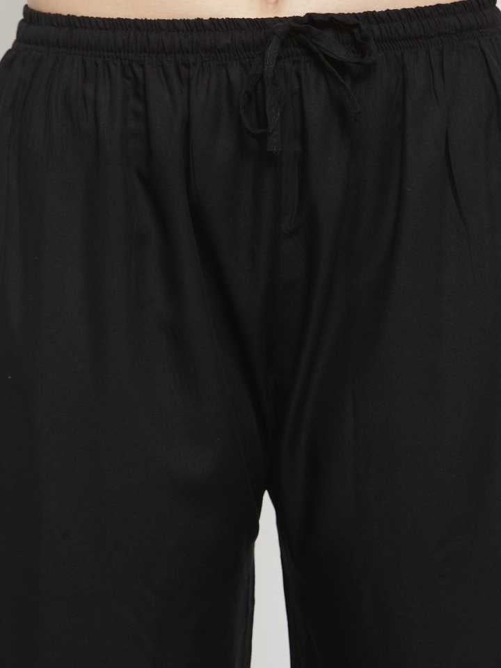 PAVONINE Black Color Straight Fit Rayon Fabric Palazzo For Women - Distacart
