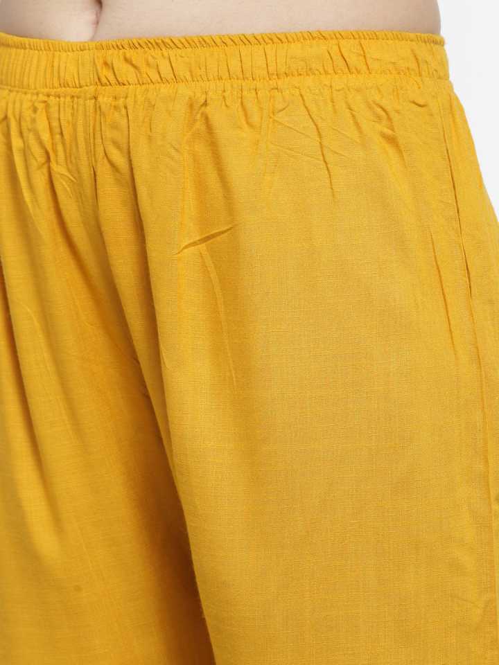 PAVONINE Mustard Color Straight Fit Rayon Fabric Palazzo For Women - Distacart