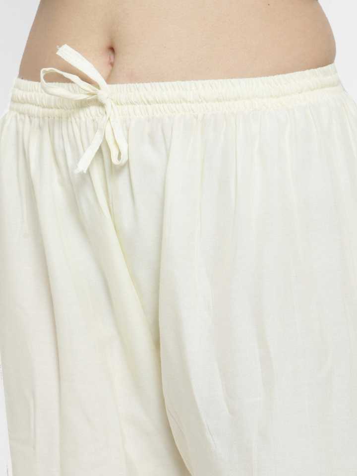PAVONINE Off White Color Straight Fit Rayon Fabric Palazzo For Women - Distacart