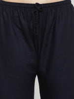 Thumbnail for PAVONINE Navy Blue Color Straight Fit Rayon Fabric Palazzo For Women - Distacart