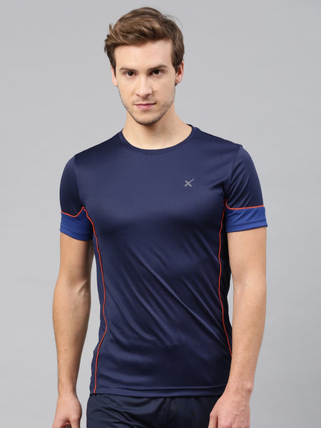 HRX by Hrithik Roshan Men Blue Solid Round Neck RAPID-DRY T-Shirt - Distacart