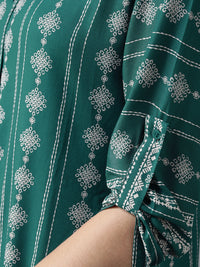 Thumbnail for HERE&NOW Women Teal Green & White Printed Straight Kurta - Distacart