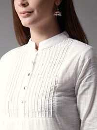 Thumbnail for Here&Now Women White Solid Straight Kurta