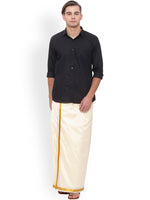 Thumbnail for Sethukrishna Cream Solid Readymade Dhoti - Distacart