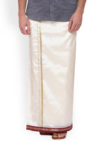 Thumbnail for Sethukrishna Men Cream Solid Double Layer Readymade Dhoti With Pocket - Distacart