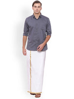 Thumbnail for Sethukrishna White Solid Double Layer Readymade Dhoti With Pocket - Distacart