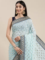 Thumbnail for Mitera Blue Embellished Sequinned Saree - Distacart