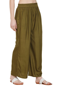 Thumbnail for PAVONINE Mehandi Color Rayon Fabric Jumbo Sharara For Women - Distacart