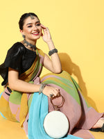 Thumbnail for Tikhi Imli Abstract Poly Georgette Saree Border - Distacart