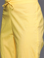 Thumbnail for Biba Women Yellow Ethnic Motifs Yoke Design Mirror Work Kurta with Trousers & With Dupatta - Distacart