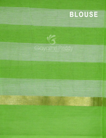 Thumbnail for Cream And Neon Green With Checks Pure Mangalgiri Cotton Saree By Gayathri Reddy Designer Studio - Distacart
