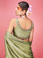 Thumbnail for Myra Olive Art Silk Embroidered Designer - Distacart