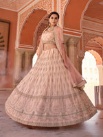 Thumbnail for Myra Peach Embroidered Designer Lehenga Choli - Distacart