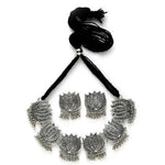 Thumbnail for Mominos Fashion Oxidised Lotus Design Silver Color Necklace Choker Set