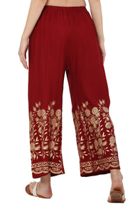 Thumbnail for PAVONINE Maroon Color Floral Half Golden Print Sharara For Women - Distacart