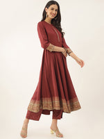 Thumbnail for Khushal K Ethnic Motifs Printed Mandarin Collar Kurta with Trousers & Dupatta - Distacart