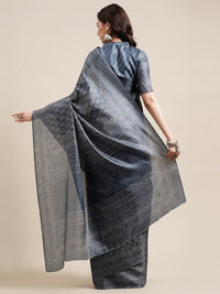Thumbnail for Saree Mall Grey & White Floral Art Silk Sarees - Distacart