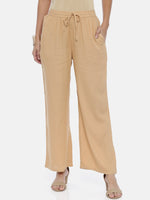 Thumbnail for Souchii Beige Solid Flared Palazzos - Distacart