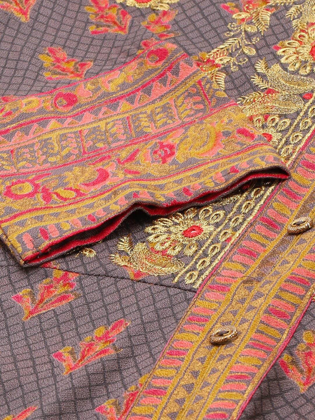 HERE&NOW Women Grey Ethnic Motifs Printed Kurta Set - Distacart