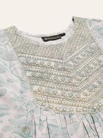 Thumbnail for Khushal K Floral Printed Empire Thread & Mirror Work Kurta with Palazzos & Dupatta - Distacart