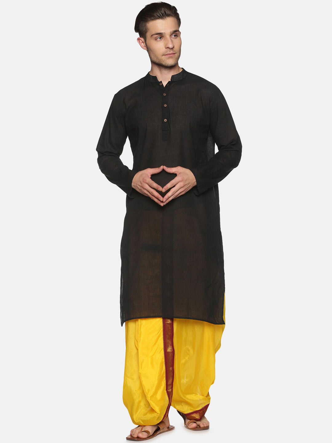 Sethukrishna Men Yellow & Red Readymade Dhoti - Distacart