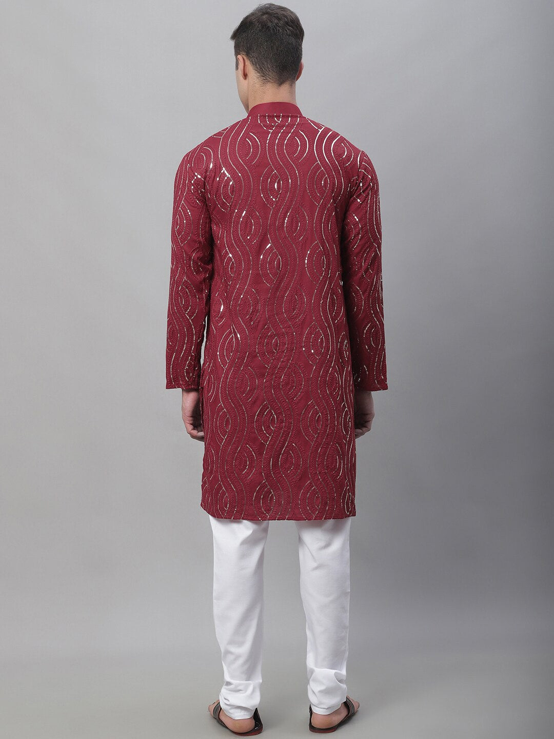 Sojanya Sequin Embroidered Pure Cotton Kurta with Churidar - Distacart