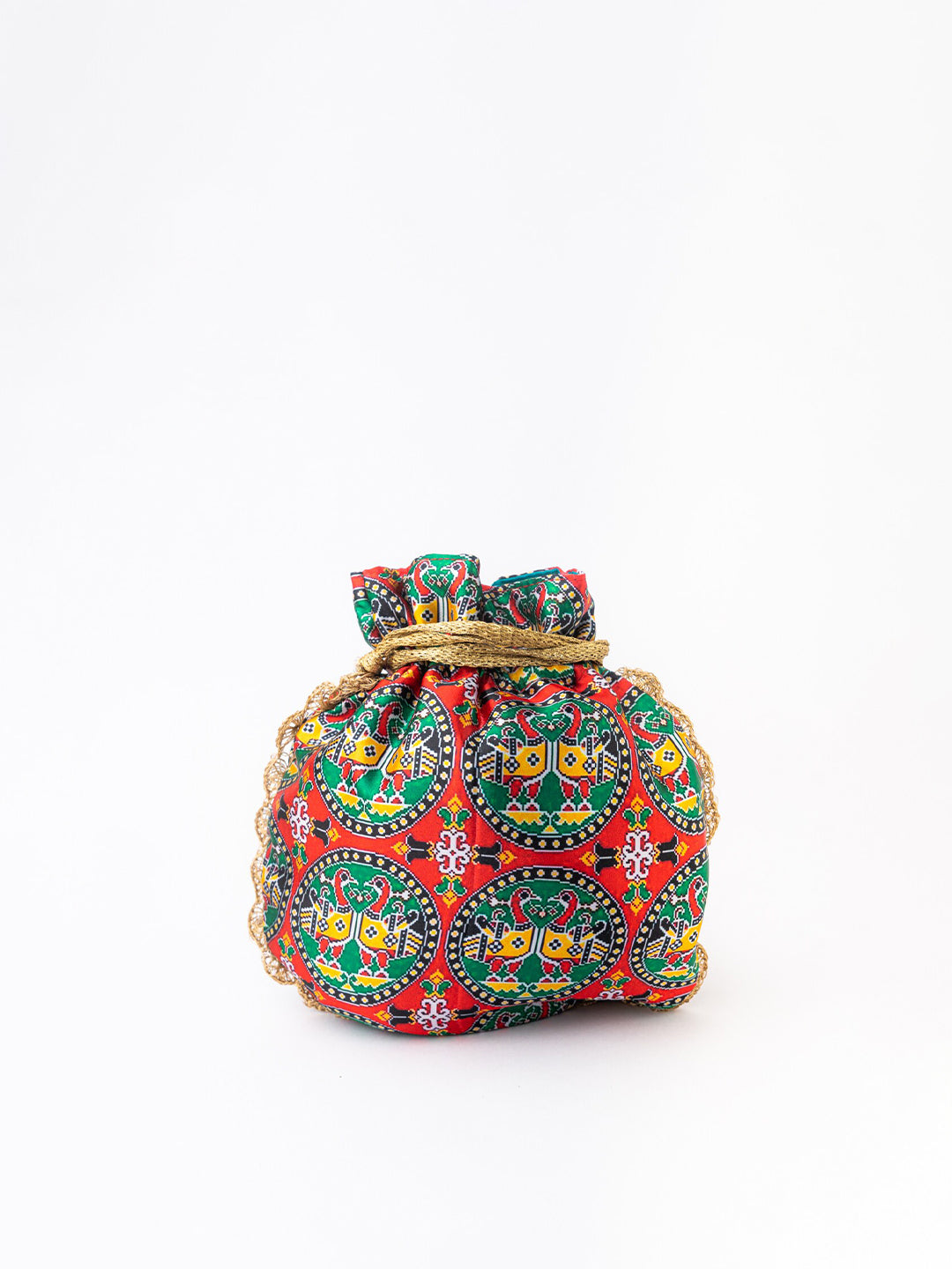 NR By Nidhi Rathi Red & Green Printed Potli Clutch - Distacart