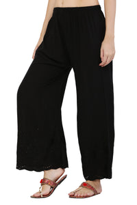 Thumbnail for PAVONINE Black Color Half Schiffli Chikankari Rayon Fabric Palazzo For Women - Distacart