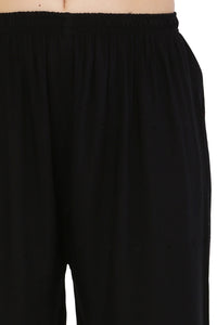 Thumbnail for PAVONINE Black Color Half Schiffli Chikankari Rayon Fabric Palazzo For Women - Distacart