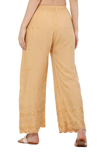 Thumbnail for PAVONINE Beige Color Half Schiffli Chikankari Rayon Fabric Sharara For Women - Distacart