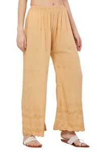 Thumbnail for PAVONINE Beige Color Half Schiffli Chikankari Rayon Fabric Sharara For Women - Distacart