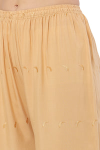 Thumbnail for PAVONINE Beige Color Half Schiffli Chikankari Rayon Fabric Sharara For Women - Distacart