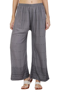 Thumbnail for PAVONINE Grey Color Half Schiffli Chikankari Rayon Fabric Sharara For Women - Distacart