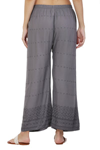 Thumbnail for PAVONINE Grey Color Half Schiffli Chikankari Rayon Fabric Sharara For Women - Distacart