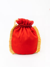 Thumbnail for NR By Nidhi Rathi Red & White SHRINATHJI Embroidered Potli Clutch - Distacart