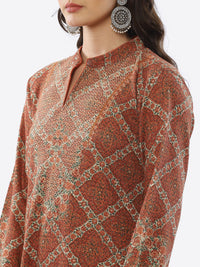 Thumbnail for Biba Women Orange Ethnic Motifs Printed Kurta - Distacart