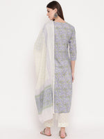 Thumbnail for Kalini Women Lavender Floral Printed Panelled Gotta Patti Pure Cotton Kurta Set - Distacart